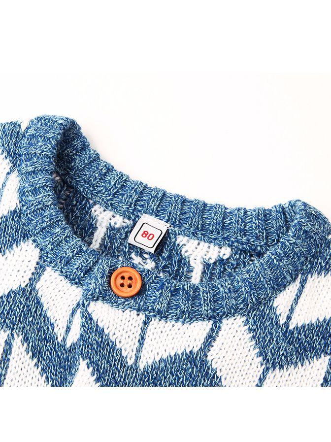 Rhombus Plaids Jumpsuit Knitted Baby Onesie - dianjiang-