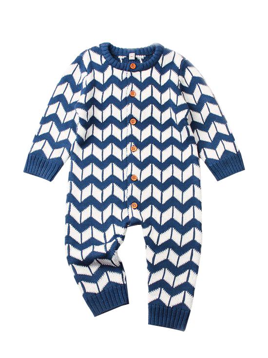 Rhombus Plaids Jumpsuit Knitted Baby Onesie - dianjiang-