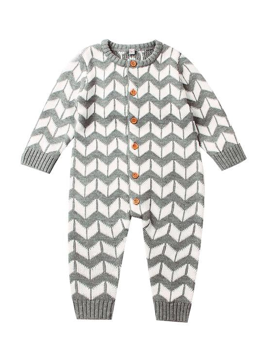 Rhombus Plaids Jumpsuit Knitted Baby Onesie - dianjiang-