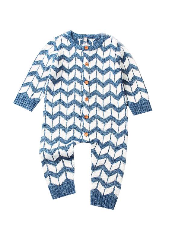 Rhombus Plaids Jumpsuit Knitted Baby Onesie - dianjiang-