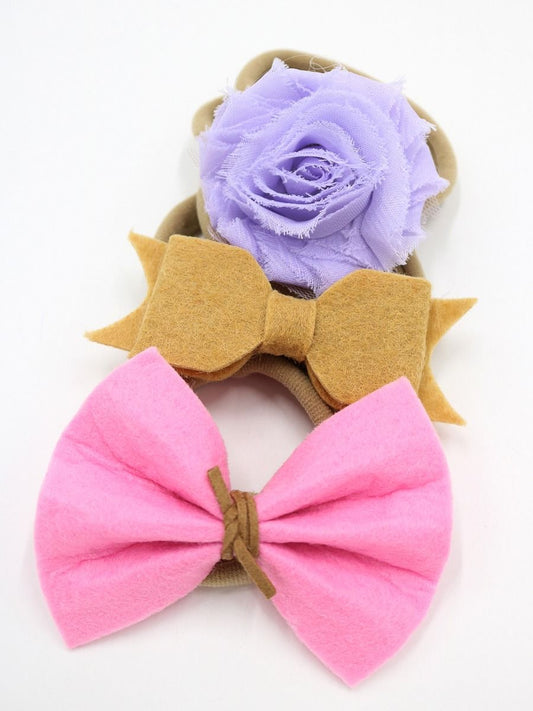 Multicolor Flower Bow Hair Band Set Felt Nylon Photography Props Hair Ornaments - dianjiang-