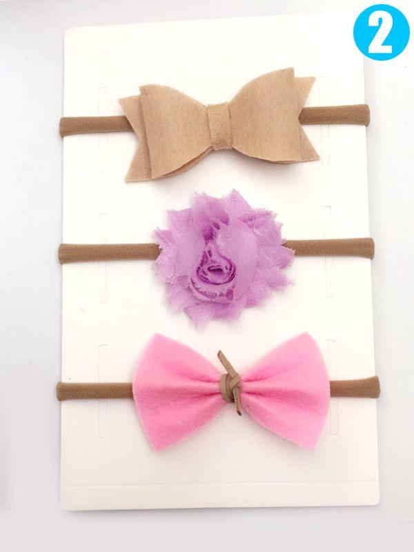 Multicolor Flower Bow Hair Band Set Felt Nylon Photography Props Hair Ornaments - dianjiang-