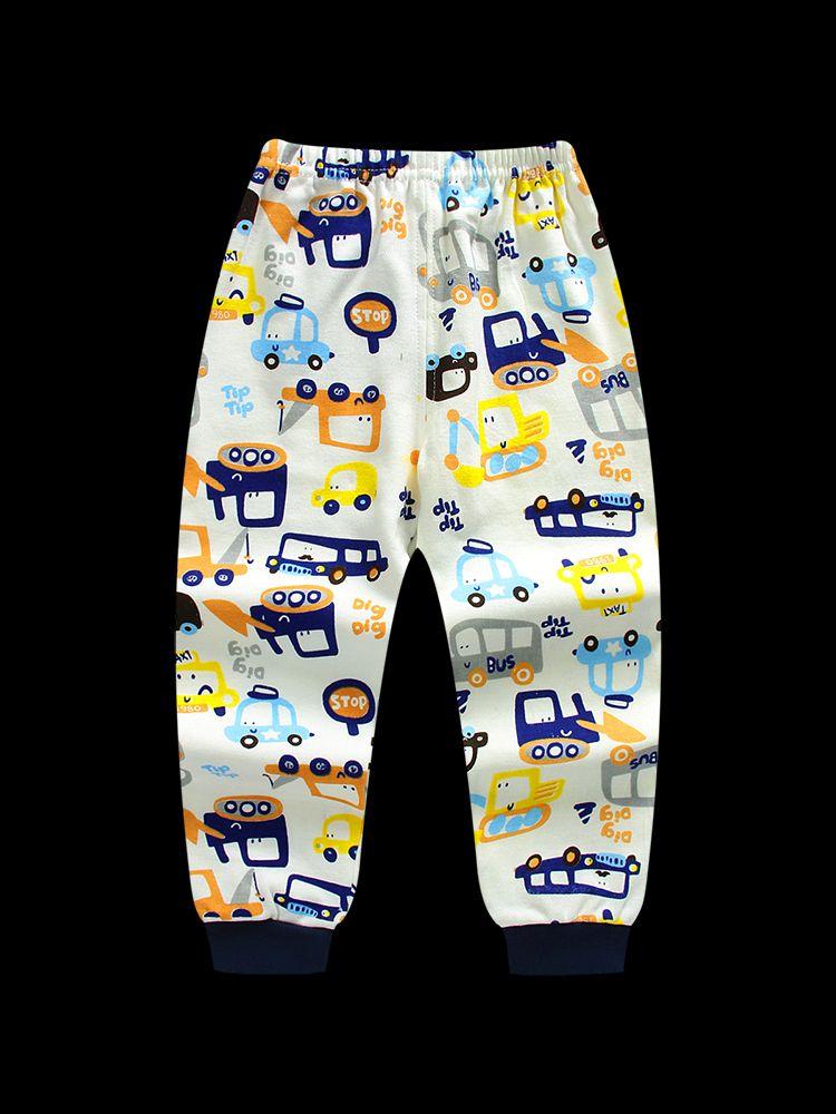 2-Piece Outfit Cartoon Excavator Car Print Set Color Block Pullover Top W Leggings Baby Kids Sleepwear - dianjiang-