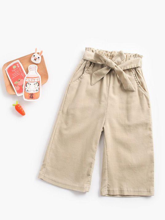 Simple Bow Elastic Waist Preschooler Kids Winter Trousers - dianjiang-