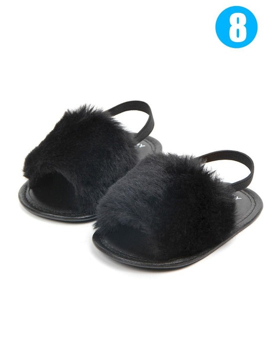 Trendy Soft Sole Fluffy Crib Sandals Shoes for Baby Toddler Girl - dianjiang-