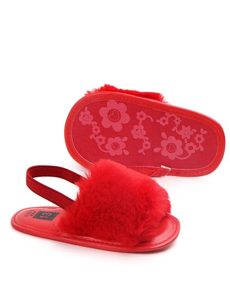 Trendy Soft Sole Fluffy Crib Sandals Shoes for Baby Toddler Girl - dianjiang-