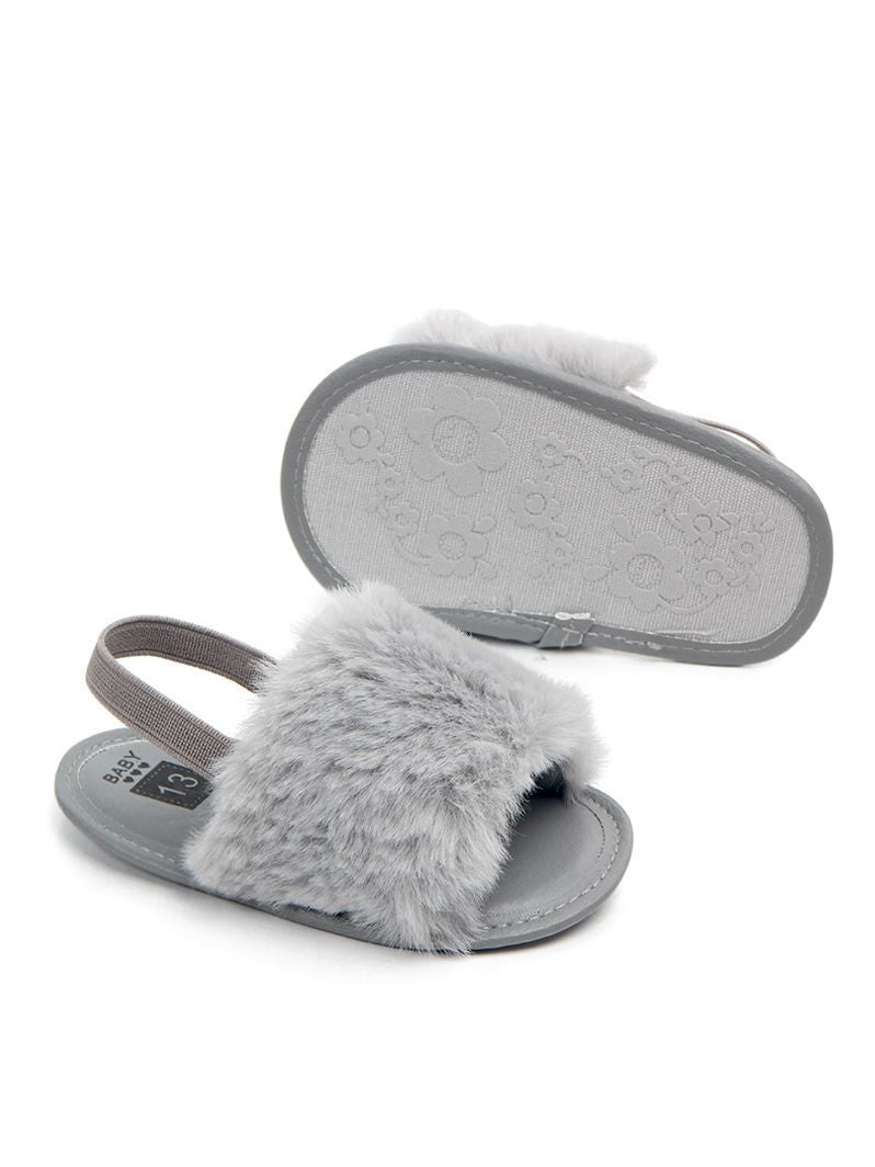 Trendy Soft Sole Fluffy Crib Sandals Shoes for Baby Toddler Girl - dianjiang-