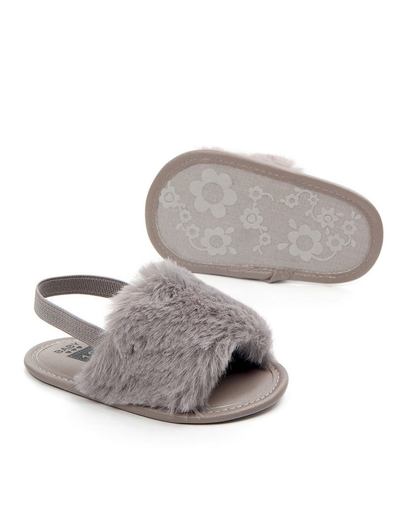 Trendy Soft Sole Fluffy Crib Sandals Shoes for Baby Toddler Girl - dianjiang-