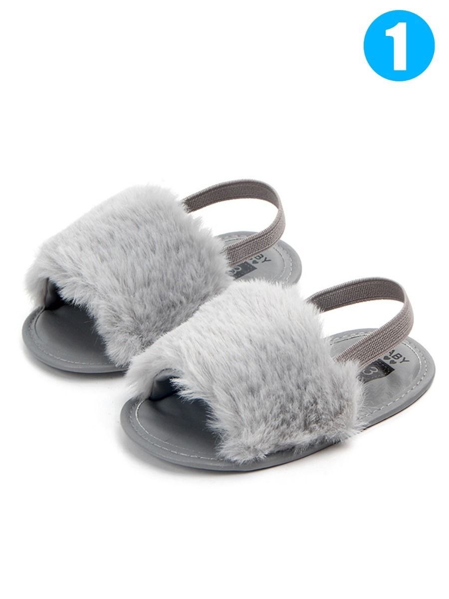 Trendy Soft Sole Fluffy Crib Sandals Shoes for Baby Toddler Girl - dianjiang-