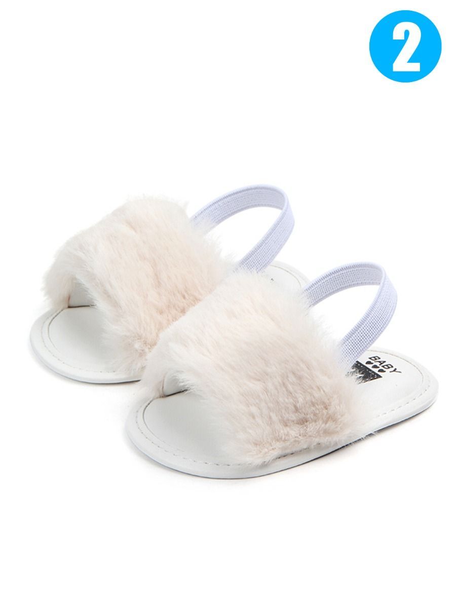 Trendy Soft Sole Fluffy Crib Sandals Shoes for Baby Toddler Girl - dianjiang-
