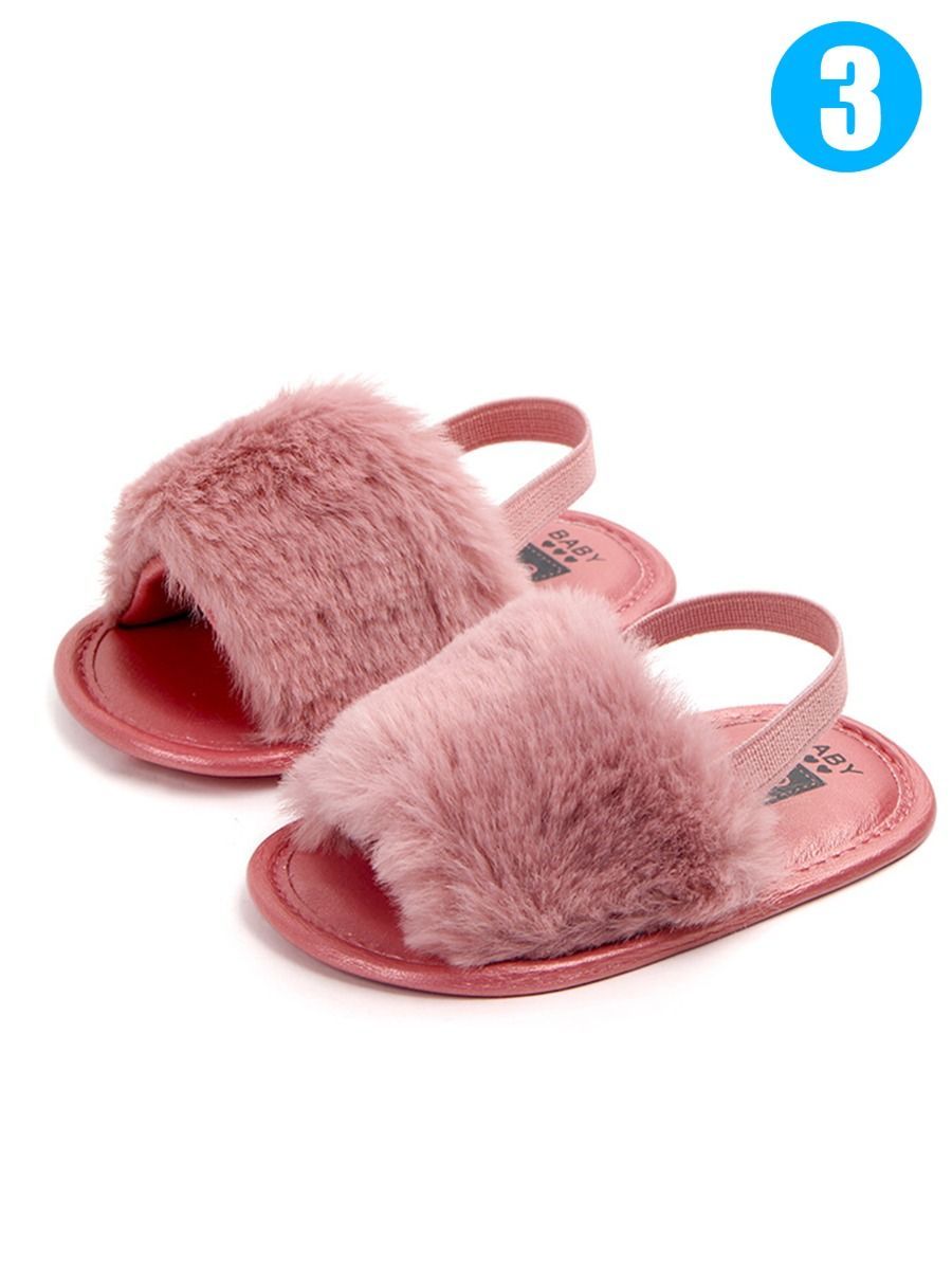 Trendy Soft Sole Fluffy Crib Sandals Shoes for Baby Toddler Girl - dianjiang-
