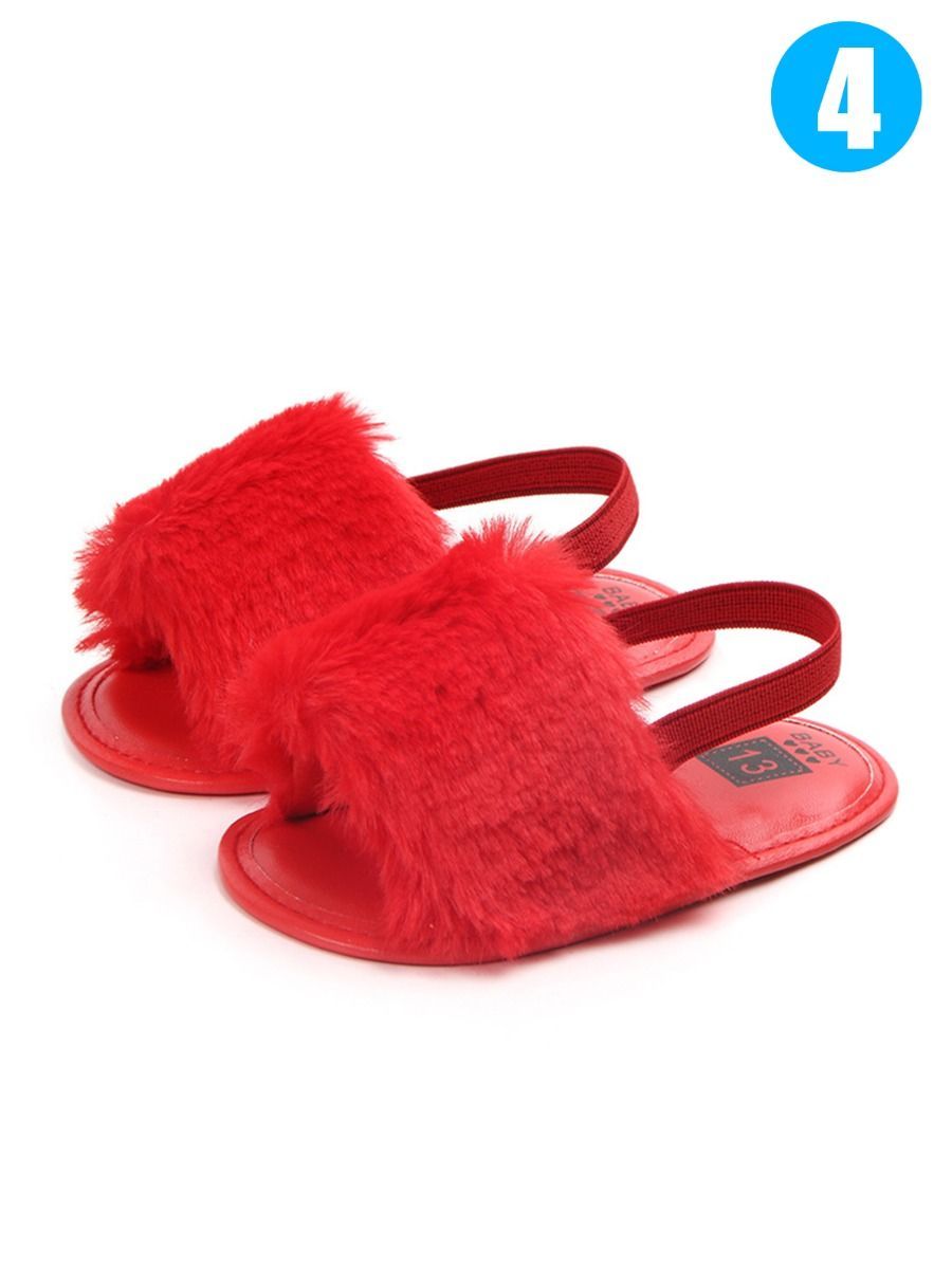 Trendy Soft Sole Fluffy Crib Sandals Shoes for Baby Toddler Girl - dianjiang-