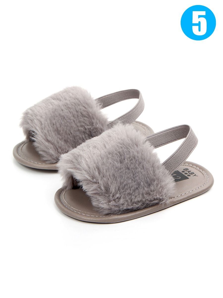 Trendy Soft Sole Fluffy Crib Sandals Shoes for Baby Toddler Girl - dianjiang-