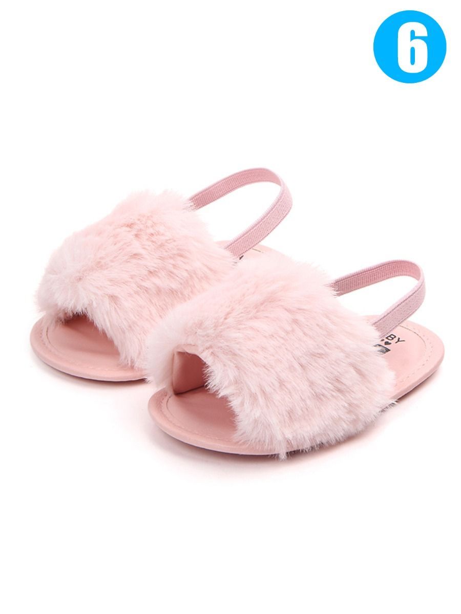 Trendy Soft Sole Fluffy Crib Sandals Shoes for Baby Toddler Girl - dianjiang-