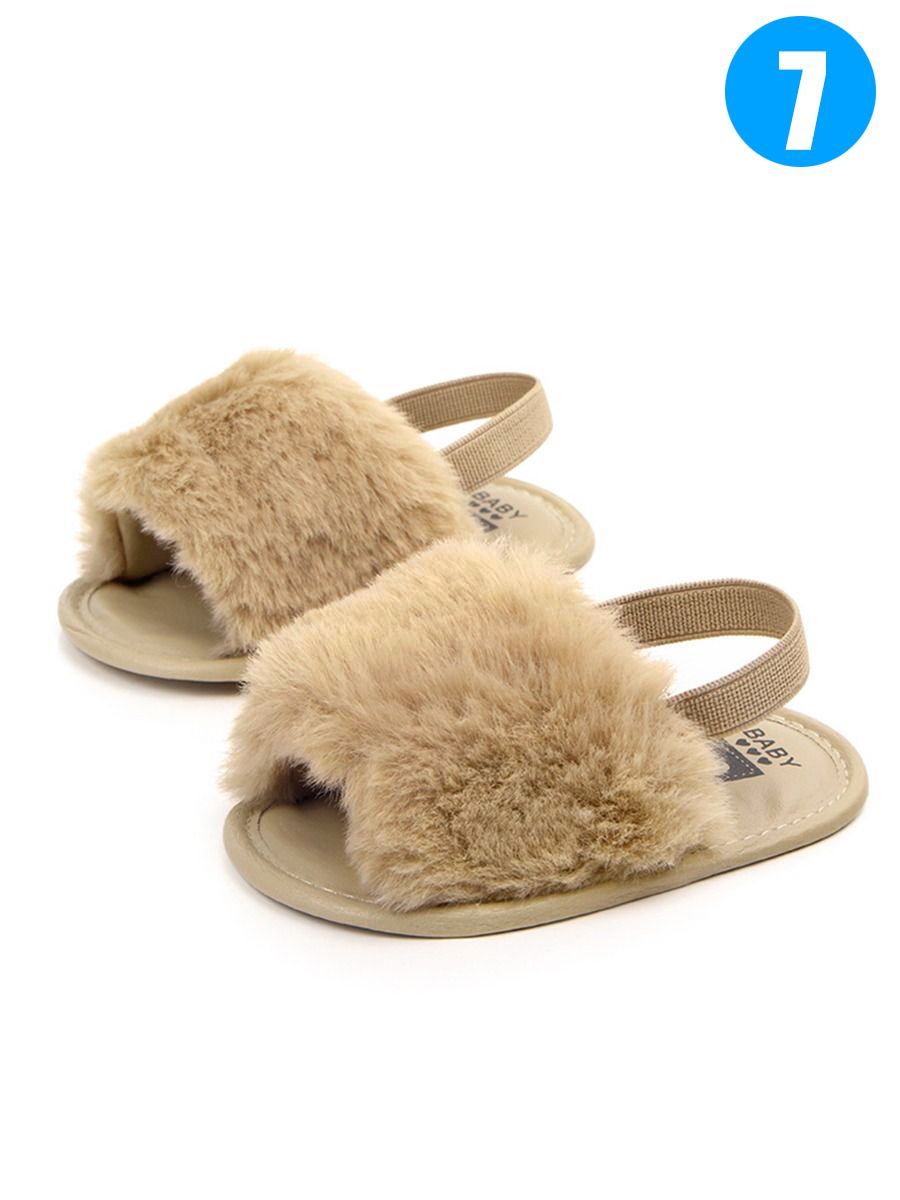 Trendy Soft Sole Fluffy Crib Sandals Shoes for Baby Toddler Girl - dianjiang-