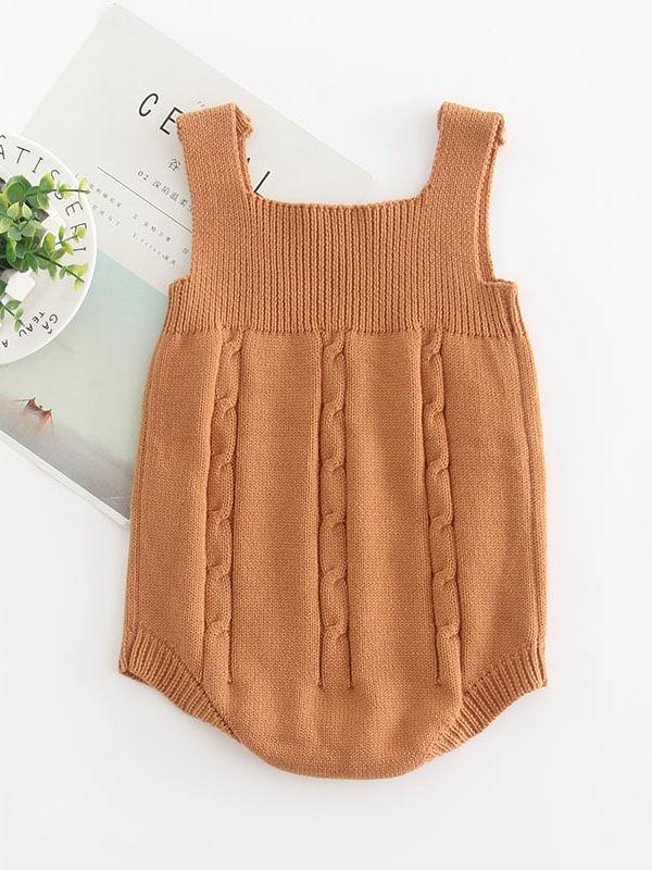 Solid Color Cotton Baby Onesie Sleeveless Suspender Knitwear - dianjiang-