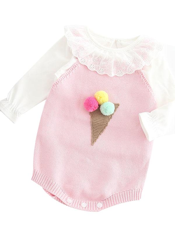 Icecream Cone Crochet Baby Girl Jumpsuits Suspender Knitted Cotton Romper - dianjiang-