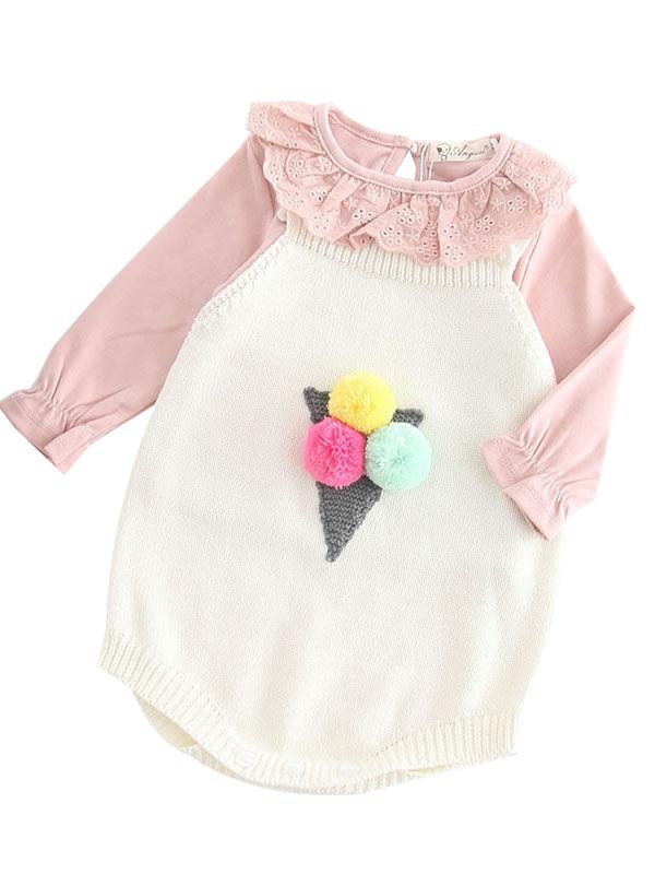 Icecream Cone Crochet Baby Girl Jumpsuits Suspender Knitted Cotton Romper - dianjiang-