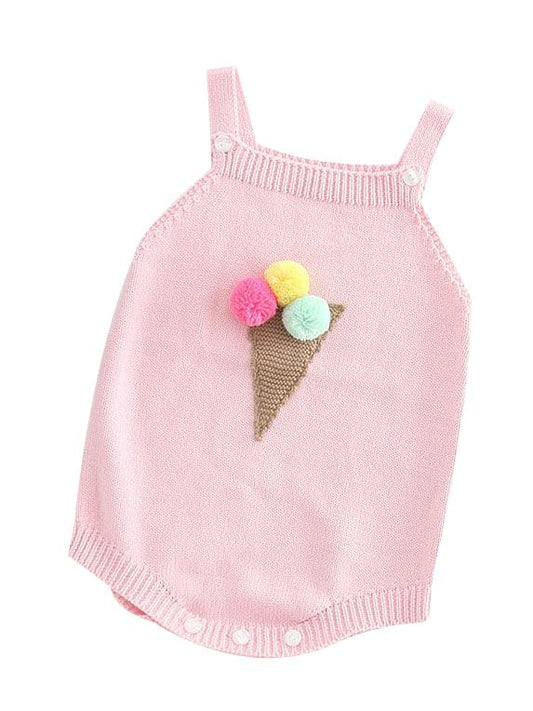 Icecream Cone Crochet Baby Girl Jumpsuits Suspender Knitted Cotton Romper - dianjiang-