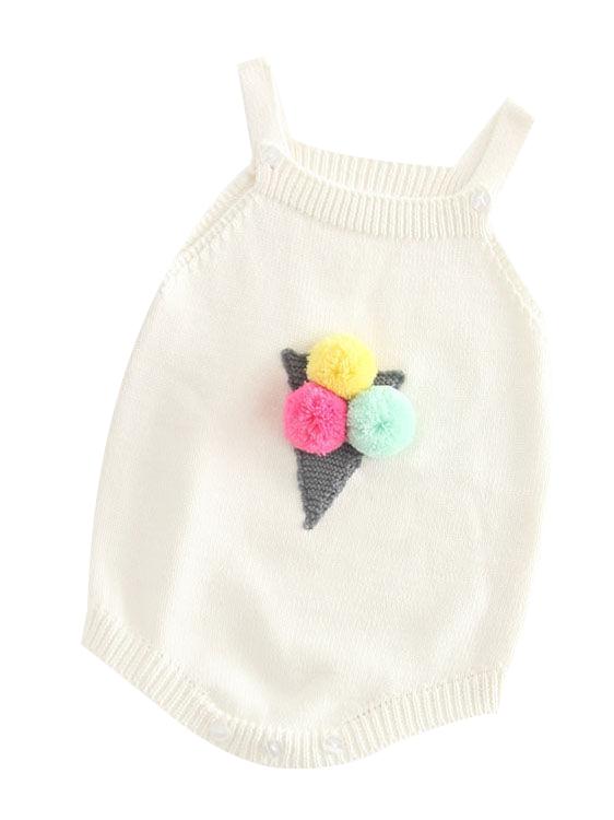 Icecream Cone Crochet Baby Girl Jumpsuits Suspender Knitted Cotton Romper - dianjiang-