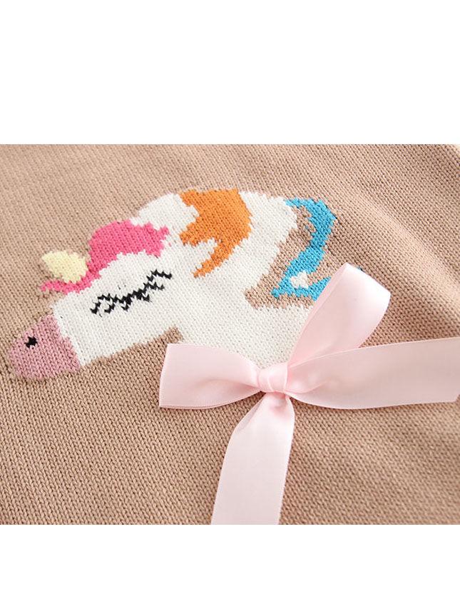 Unicorn Bow Cotton Onesie Suspender Knitwear Baby Boy Girl Crochet Romper - dianjiang-