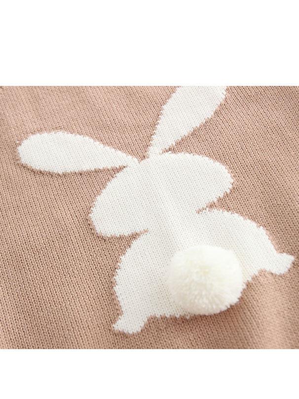 Bunny Knitted Onesie Cotton Baby crochet Romper With 3D Tail Bodysuit - dianjiang-