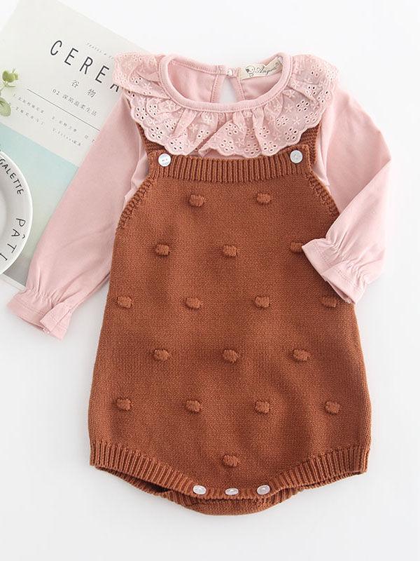 Knitted Suspender Bodysuit Crochet Cotton Onesies - dianjiang-