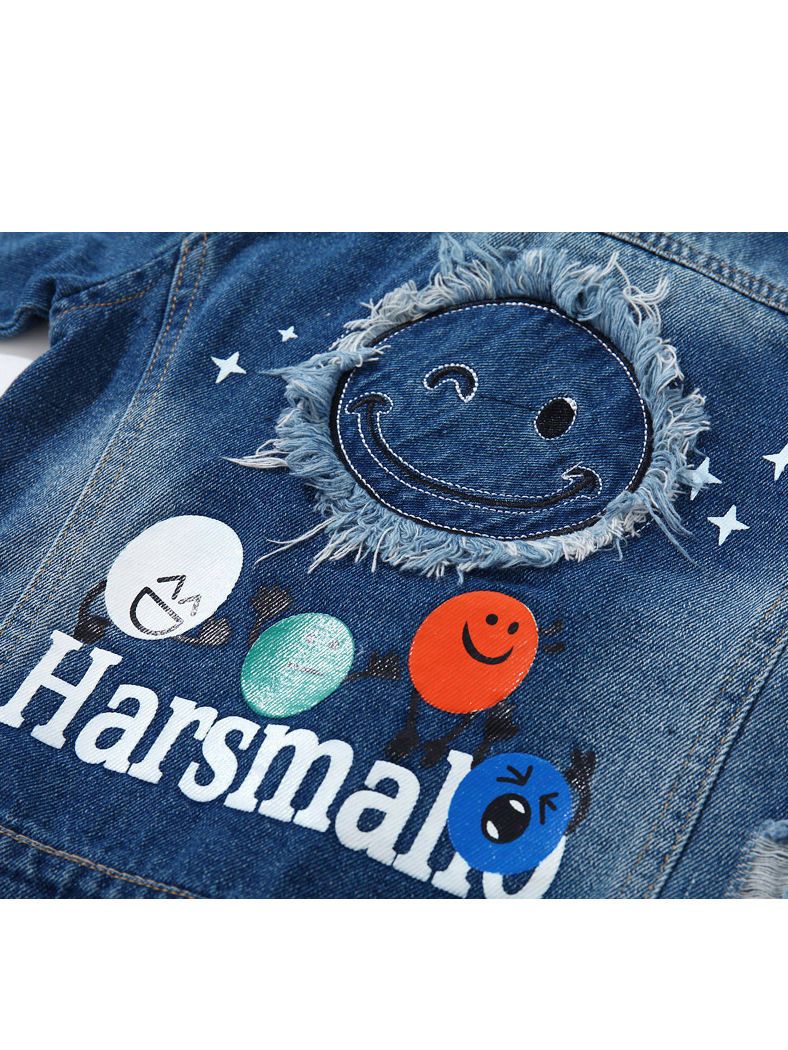 Fashion Coat Big Smile Pattern Denim Jacket Kids Big Boys Jeans Jacket - dianjiang-