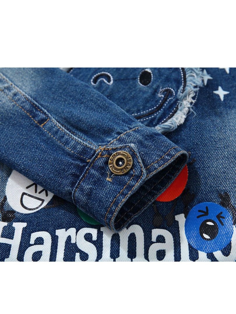 Fashion Coat Big Smile Pattern Denim Jacket Kids Big Boys Jeans Jacket - dianjiang-