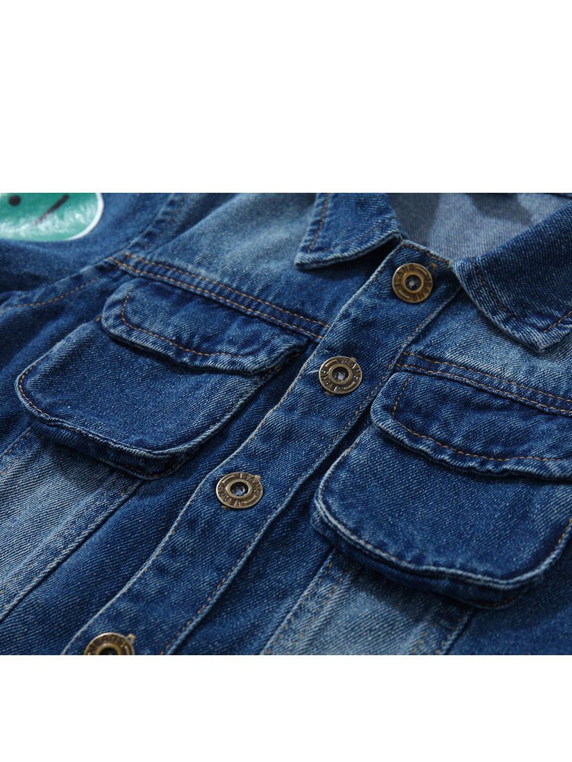 Fashion Coat Big Smile Pattern Denim Jacket Kids Big Boys Jeans Jacket - dianjiang-