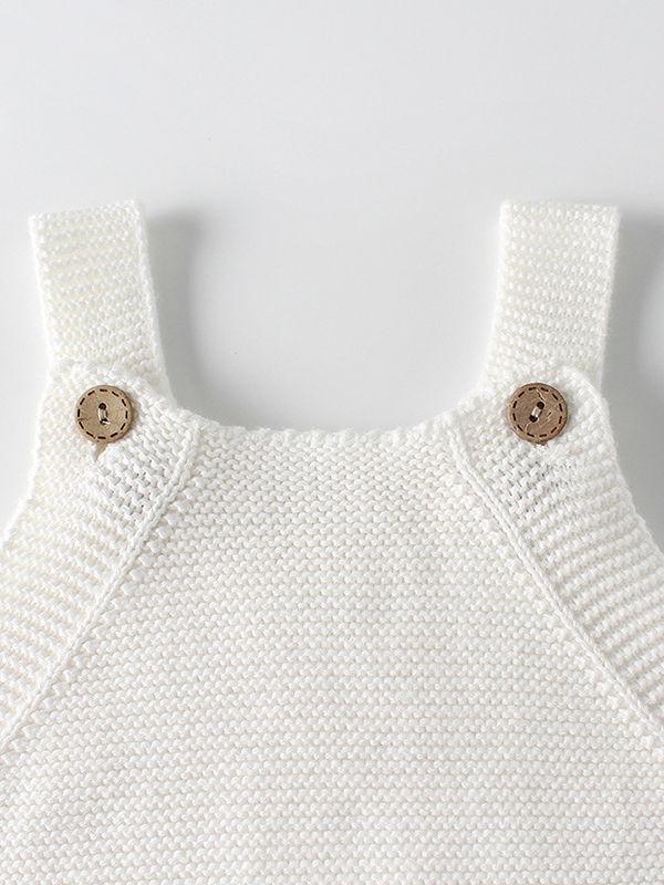 Comfortable White Crochet Cotton Jumpsuit Baby Sleeveless Suspender Knitted Romper - dianjiang-