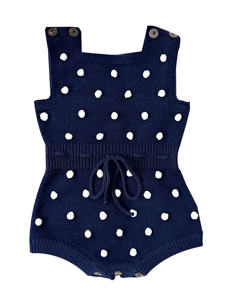 Knitting Wool Dots Suspender Bodysuit Crochet Cotton Romper Spanish Style Baby Clothes - dianjiang-