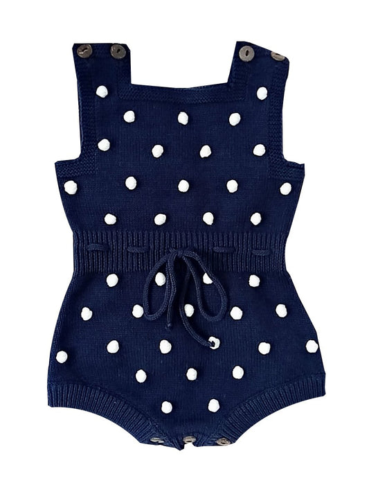 Knitting Wool Dots Suspender Bodysuit Crochet Cotton Romper Spanish Style Baby Clothes - dianjiang-