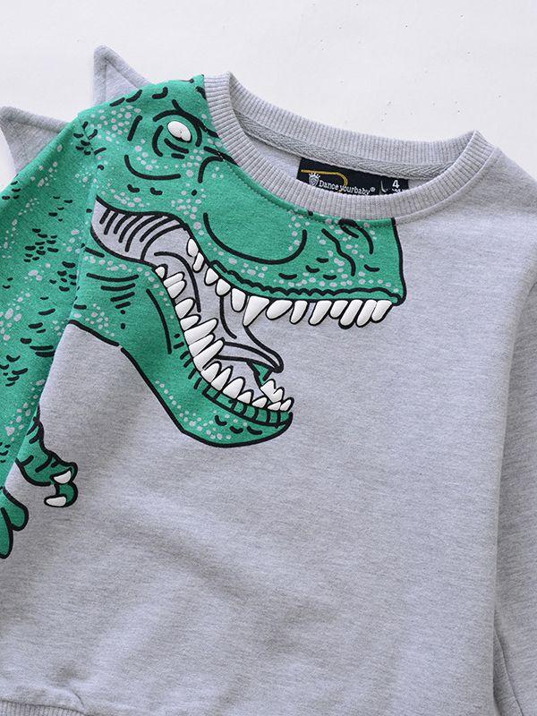 Cartoon Sweatshirt Long Sleeve Dinosaur Top Kids Clothes - dianjiang-