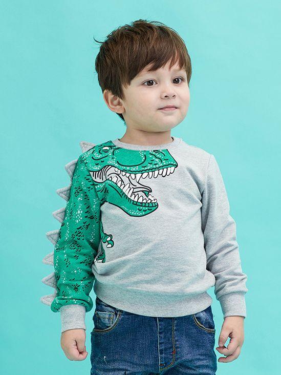 Cartoon Sweatshirt Long Sleeve Dinosaur Top Kids Clothes - dianjiang-