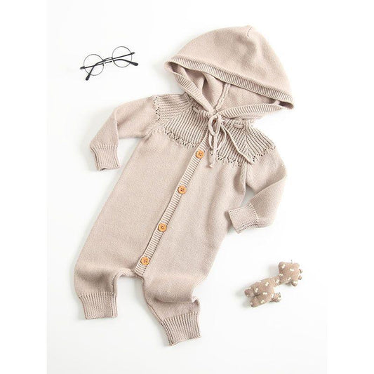 Hooded Crochet New Born Baby Bodysuit Cotton Knitted Infant Romper Wholesale - dianjiang-