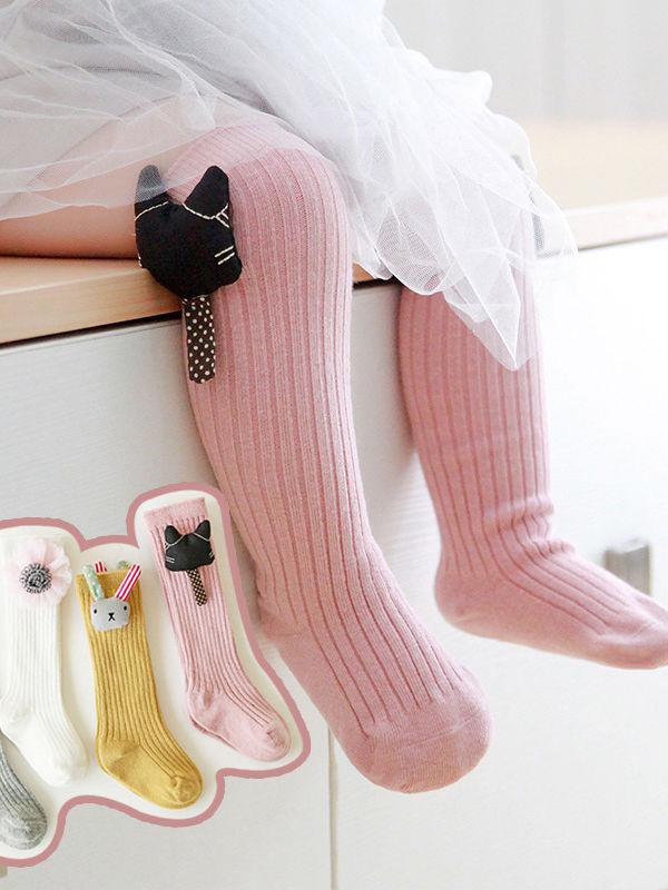 Cute Rabbit/Cat/Strawberry/Flower/Star Trimmed Knee High Warmer Socks Long Stockings - dianjiang-