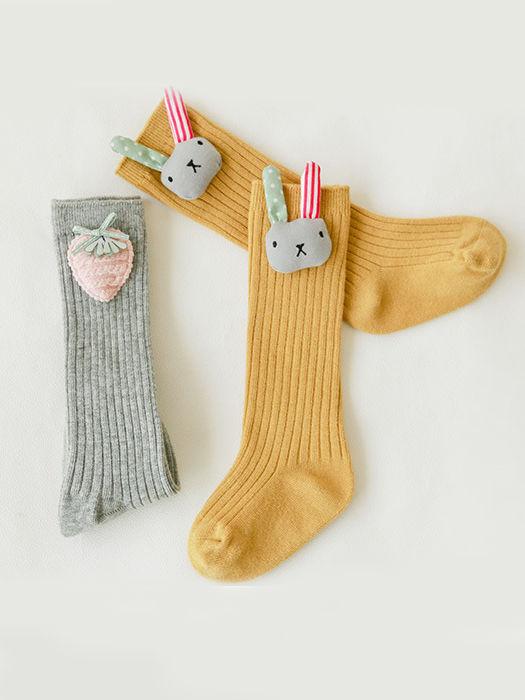 Cute Rabbit/Cat/Strawberry/Flower/Star Trimmed Knee High Warmer Socks Long Stockings - dianjiang-