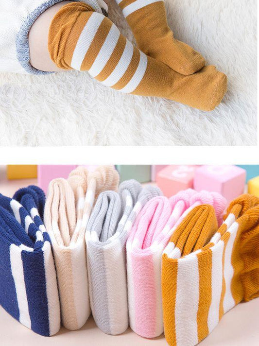 Striped Knee High Socks Loose Mouth Mid-calf Length Socks For Newborn - dianjiang-