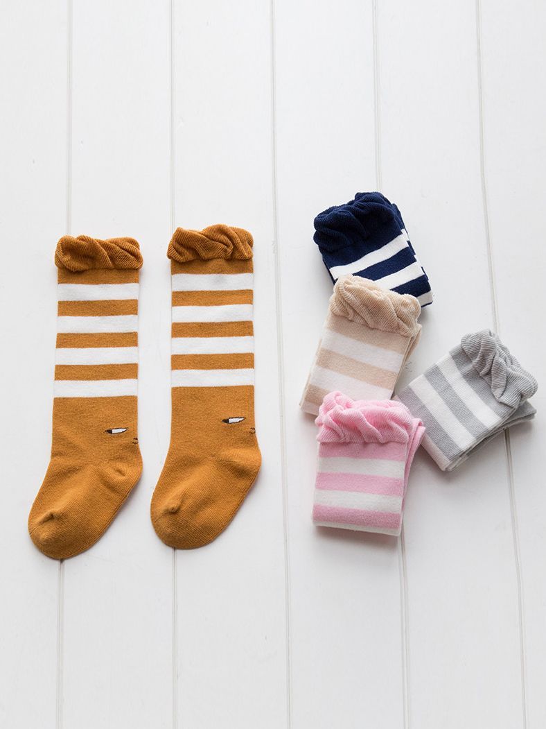 Striped Knee High Socks Loose Mouth Mid-calf Length Socks For Newborn - dianjiang-