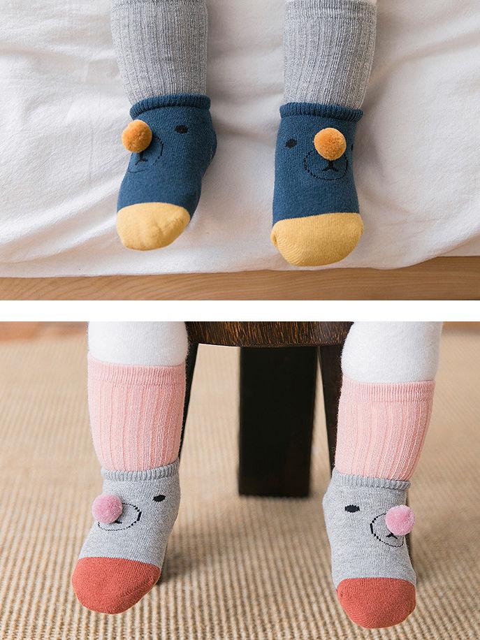 2 Pairs Cartoon Bear Detachable Socks Set for Baby Toddler Boys and Girls - dianjiang-