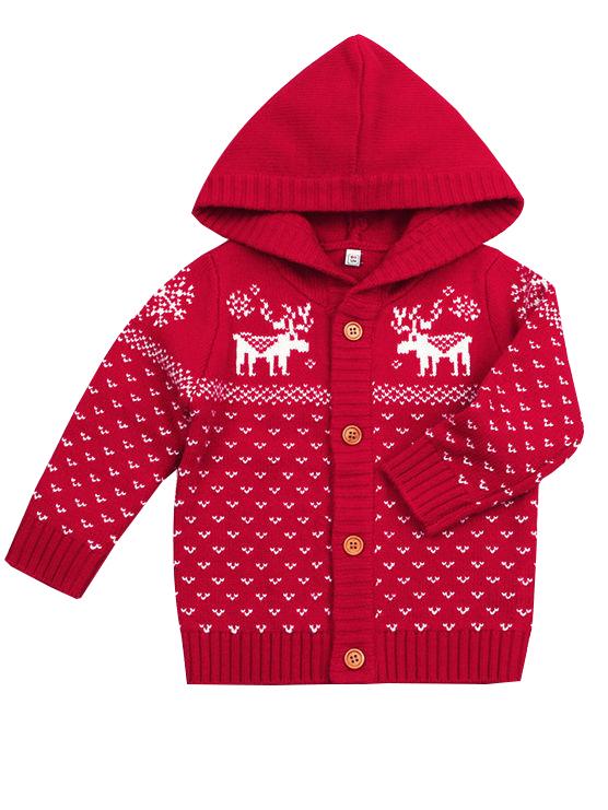 Christmas Tree Elk Crochet Hooded Cardigan Xmas Knitted Coat - dianjiang-