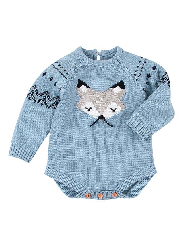 Cute Cartoon Fox Crochet Knitted Cotton Bodysuit - dianjiang-