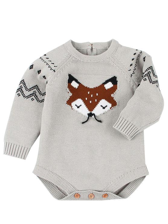 Cute Cartoon Fox Crochet Knitted Cotton Bodysuit - dianjiang-