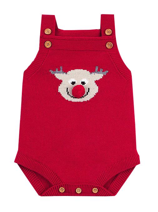 Adorable Christmas Onesie Elk Knitted Suspender Romper Baby Bodysuit - dianjiang-