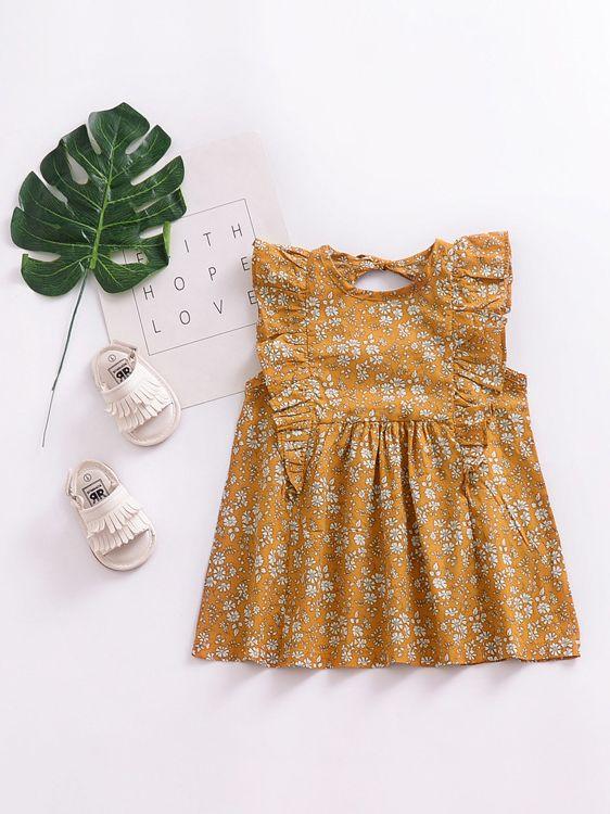 Vintage Floral Flutter Sleeve Summer NEW Dress for Baby Toddler Girls - dianjiang-