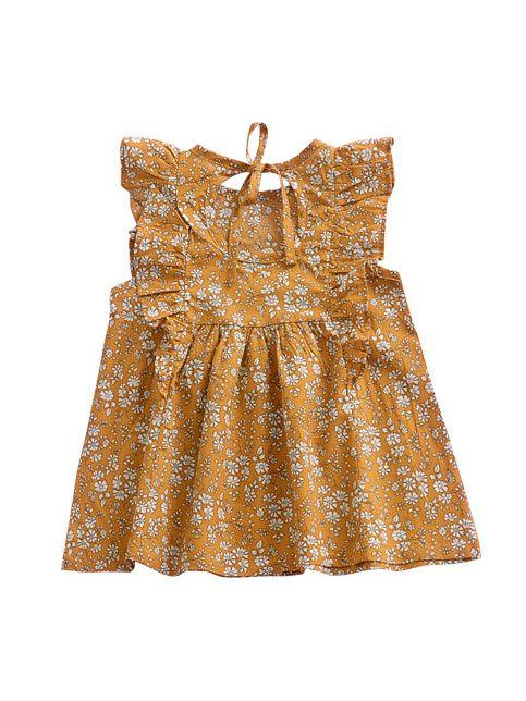 Vintage Floral Flutter Sleeve Summer NEW Dress for Baby Toddler Girls - dianjiang-