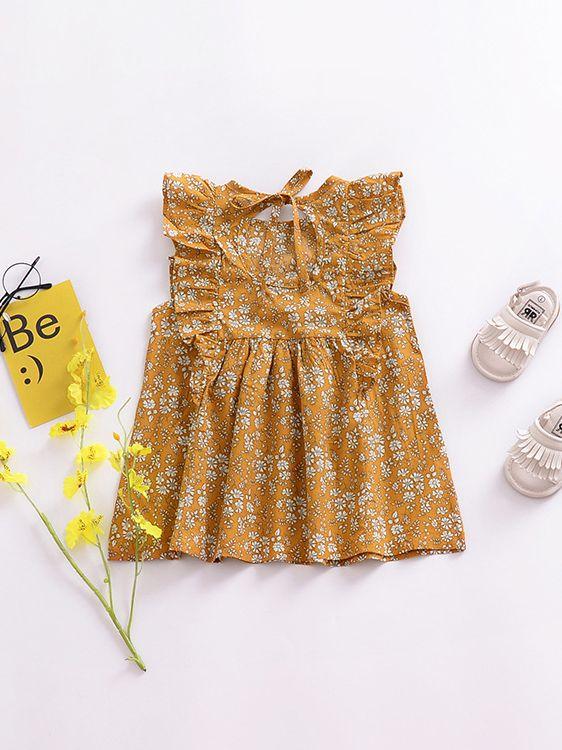 Vintage Floral Flutter Sleeve Summer NEW Dress for Baby Toddler Girls - dianjiang-