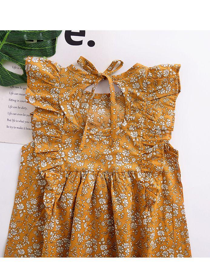 Vintage Floral Flutter Sleeve Summer NEW Dress for Baby Toddler Girls - dianjiang-