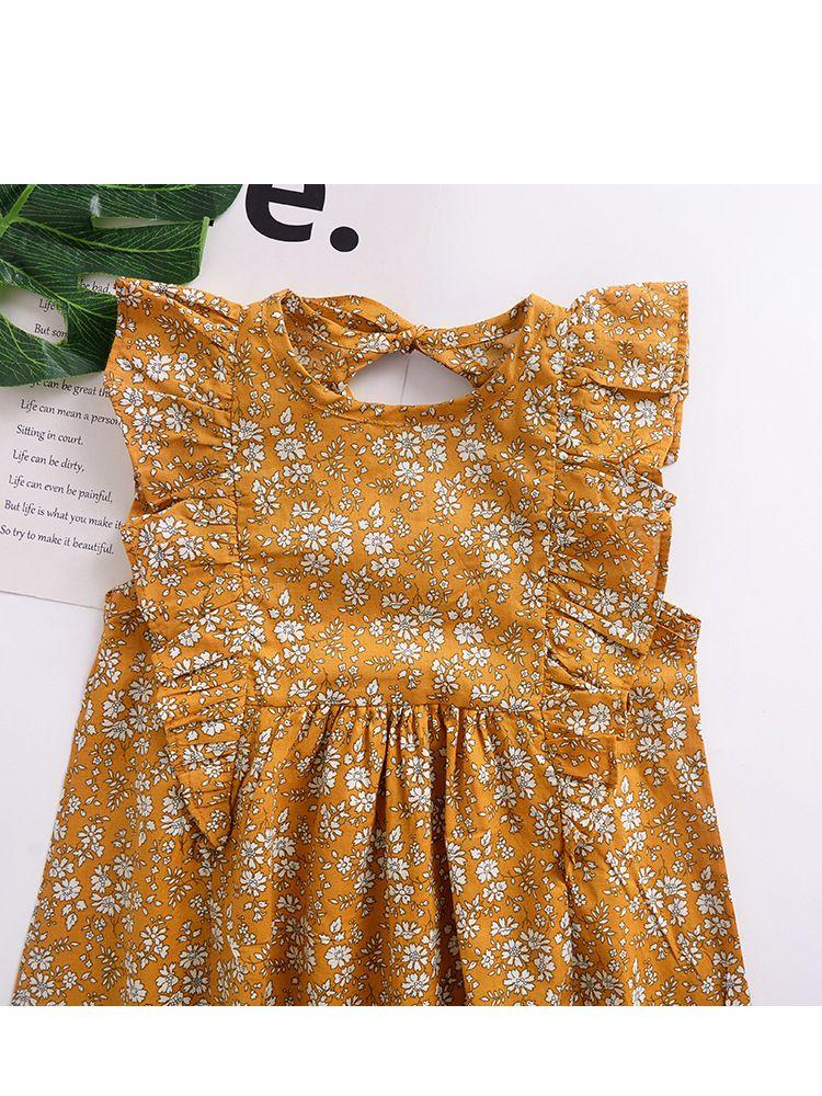 Vintage Floral Flutter Sleeve Summer NEW Dress for Baby Toddler Girls - dianjiang-